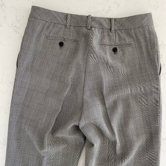 Brooks Brothers Petite Glen Check Lined Straight Leg Wool Pants Blk Wht Sz 12P - Picture 6 of 10